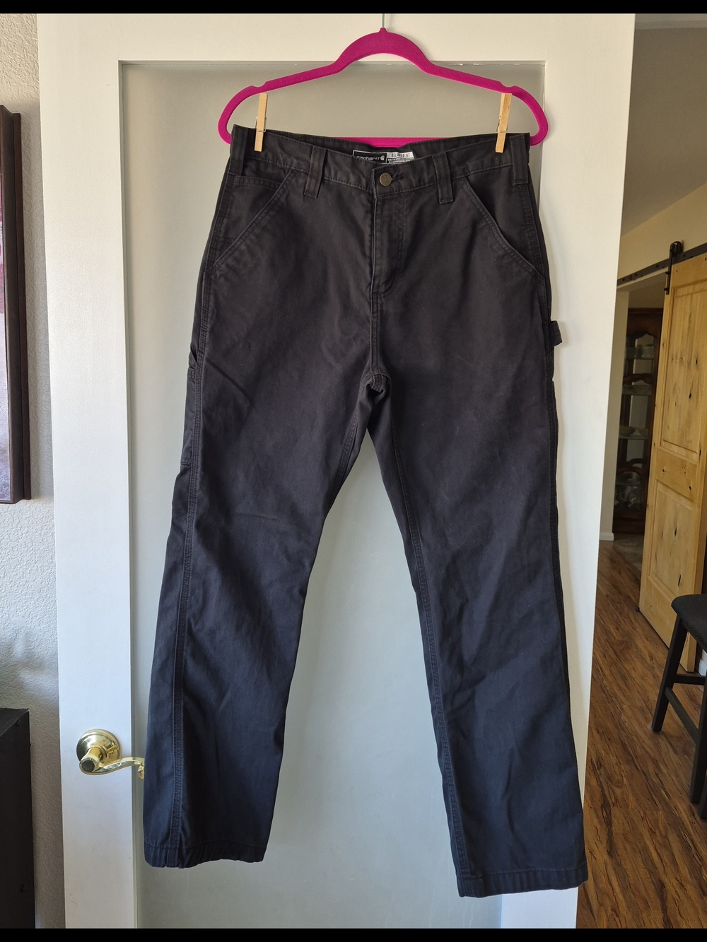 Carhartt Black Cargo Work Pants - Straight Fit